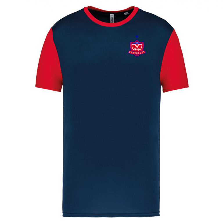 Tee shirt polyester Enfant Marine Rouge - modèle MANCHES