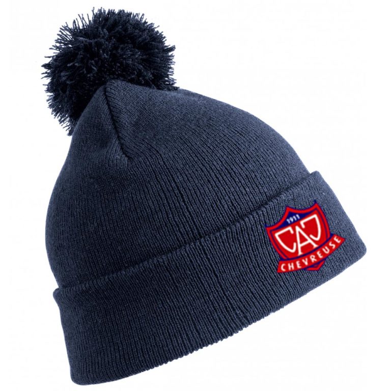 Bonnet tricoté Marine - modèle POMPOM