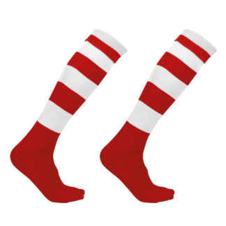 chaussettes de rugby rayées Rouge/Blanc – modèle MATCH