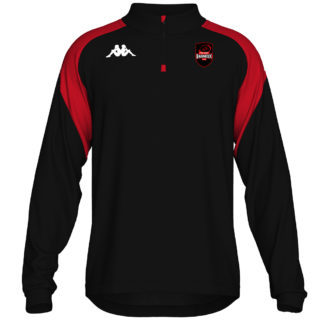 Haut training Kappa 1/4 zip Homme Rouge Noir – modèle LOVATO
