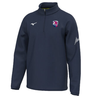 Haut 1/4 zip training Mizuno Homme Marine – modèle BIG LOGO
