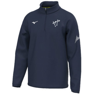Haut training polyester 1/4 zip Marine Homme MIZUNO - modèle RUNBIRD