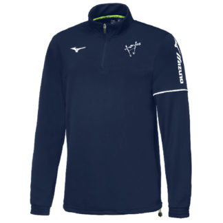 Haut training polyester 1/4 zip Marine Homme MIZUNO - modèle RUNBIRD