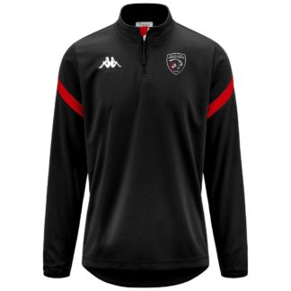 Haut training 1/4 zip Kappa noir/rouge Enfant - modèle DOLVOLE