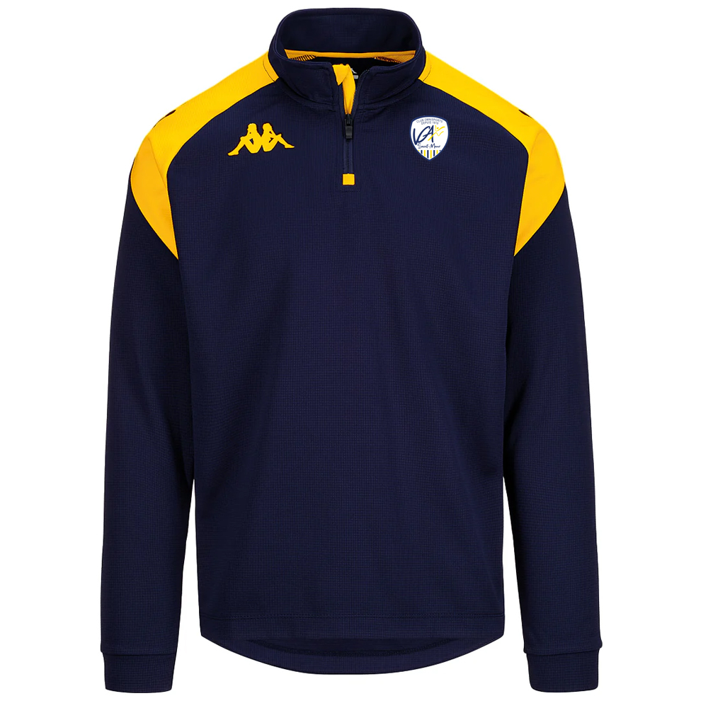 Haut training Kappa 1/4 zip Enfant Jaune Marine – modèle LOVATO