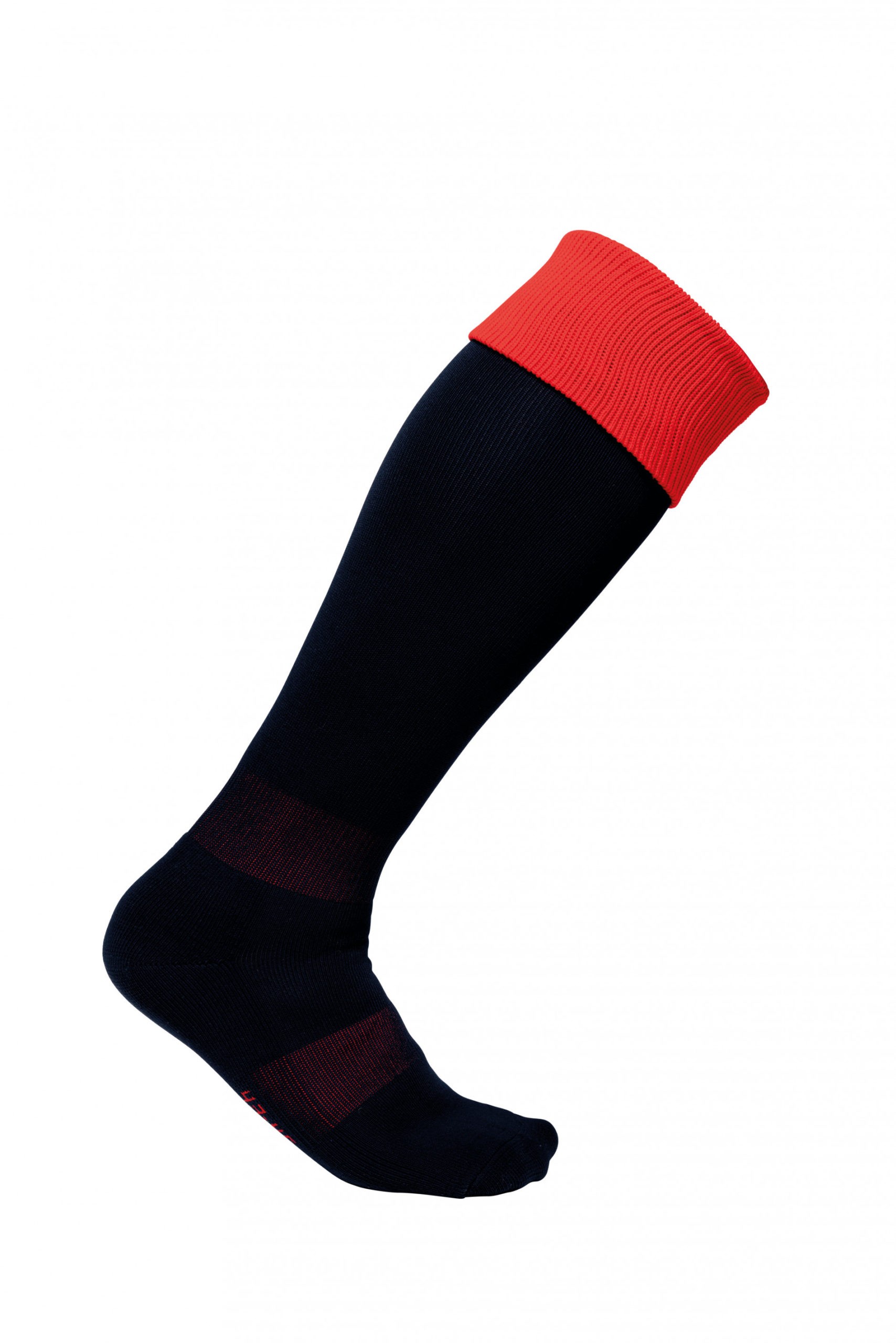 Chaussettes bicolore Noir Rouge - modèle RUGBY