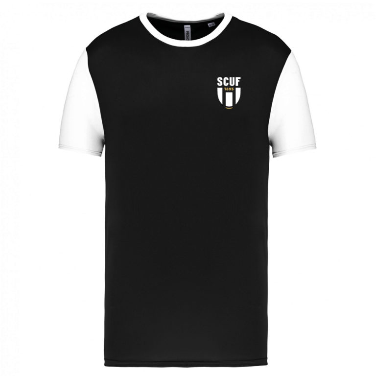 Tee shirt polyester Enfant Noir Blanc - modèle MANCHES