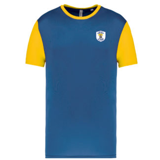 Tee perf polyester Homme Royal Jaune - modèle BICOLORE