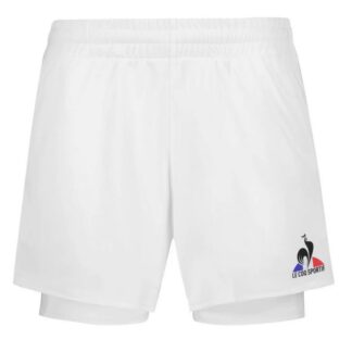 Short Le Coq Sportif blanc femme - modèle 2 en 1
