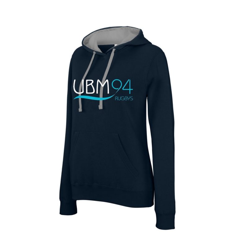 Sweat capuche Femme Marine - modèle CONTRAST