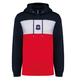 Sweat capuche coton Homme Marine Rouge – modèle TRICOLORE