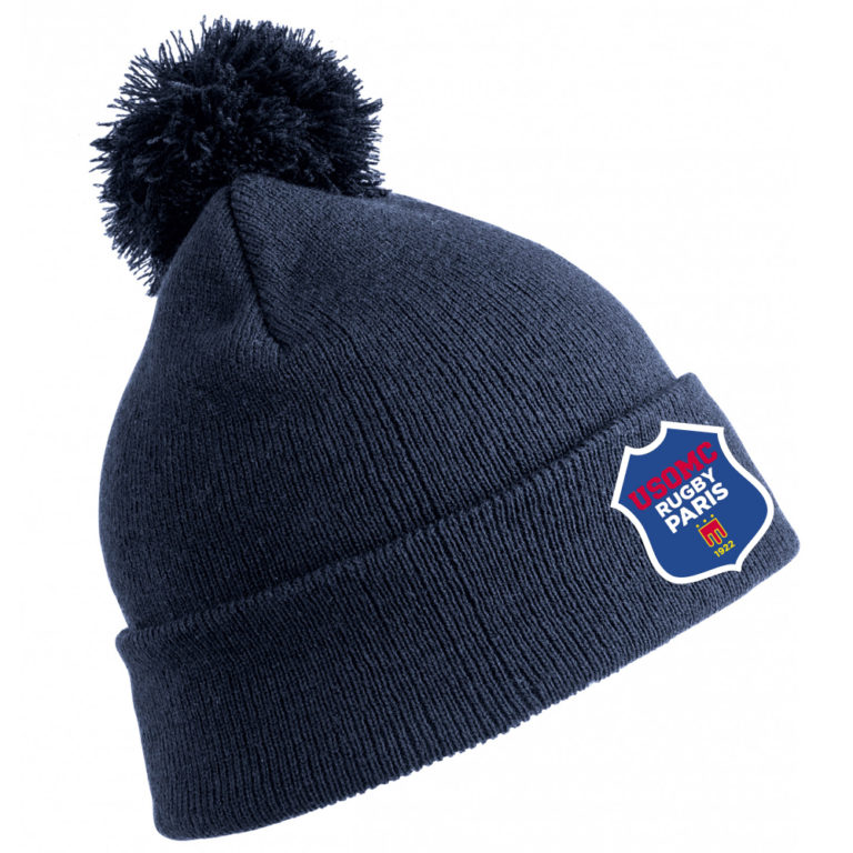Bonnet tricoté Marine - modèle POMPOM